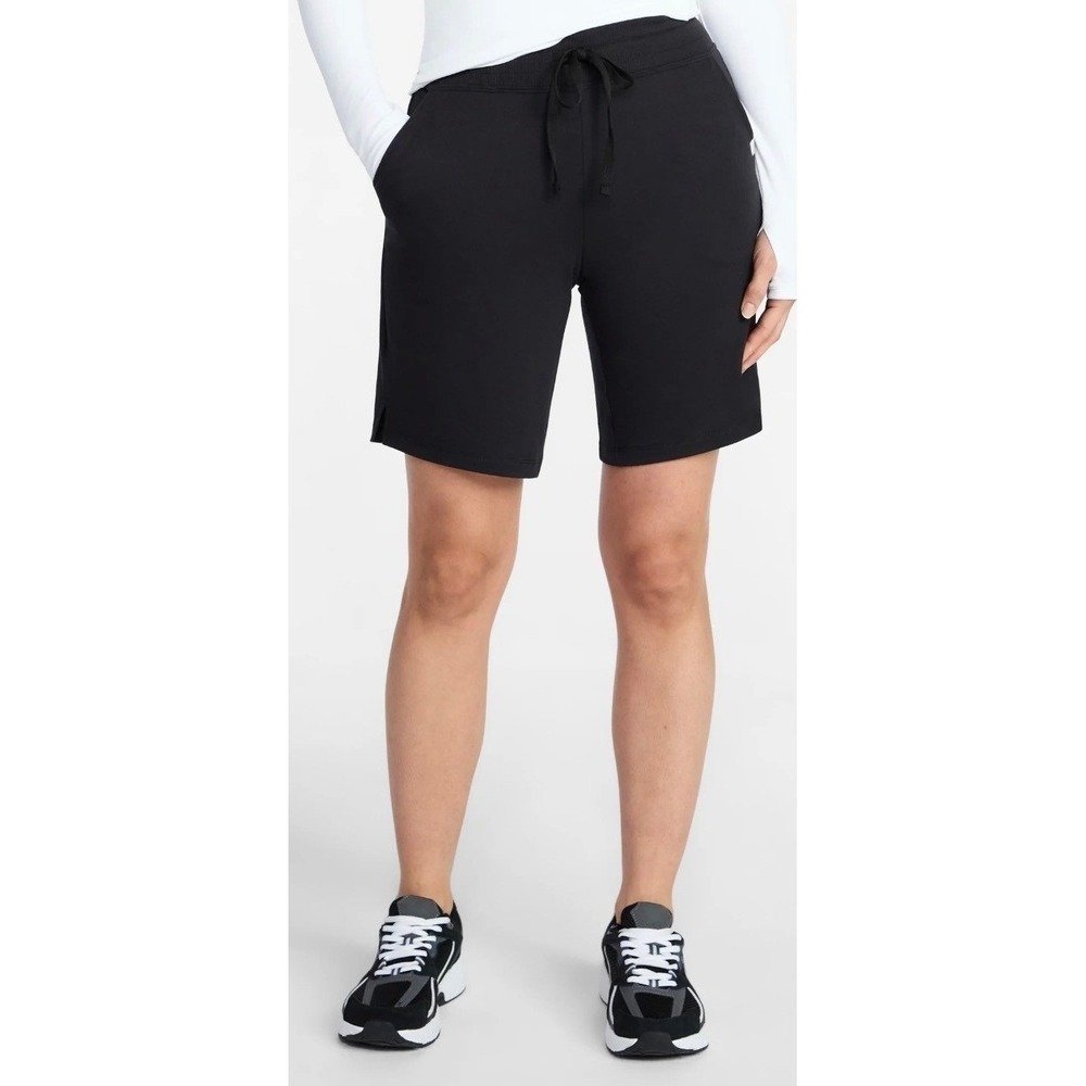Athletic Works Womens Black French Terry Bermuda Shorts Size S New